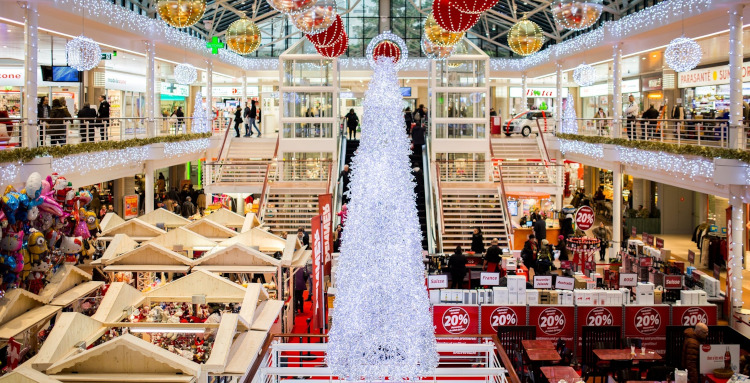 Centro Comercial iluminado Navidad