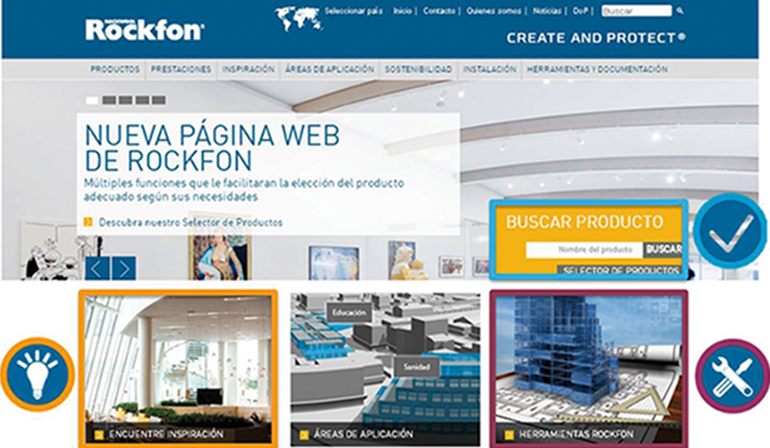 Pantallazo nueva web Rockfon