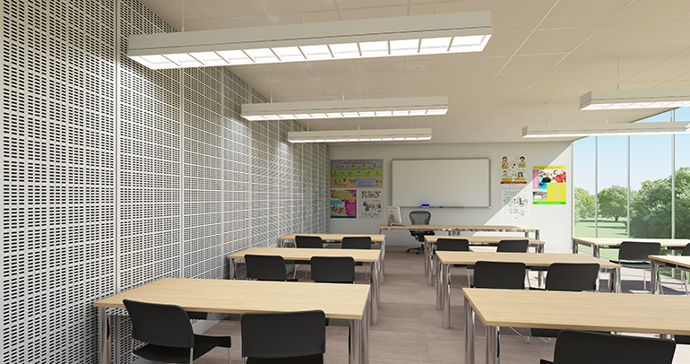 Rockfon Front Page_Classroom VertiQ Metal