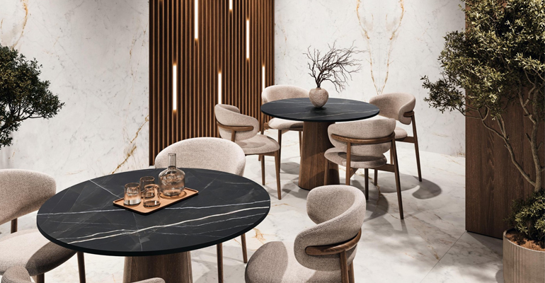 Venux amplía su catálogo con una colección de mobiliario en piedra sinterizada