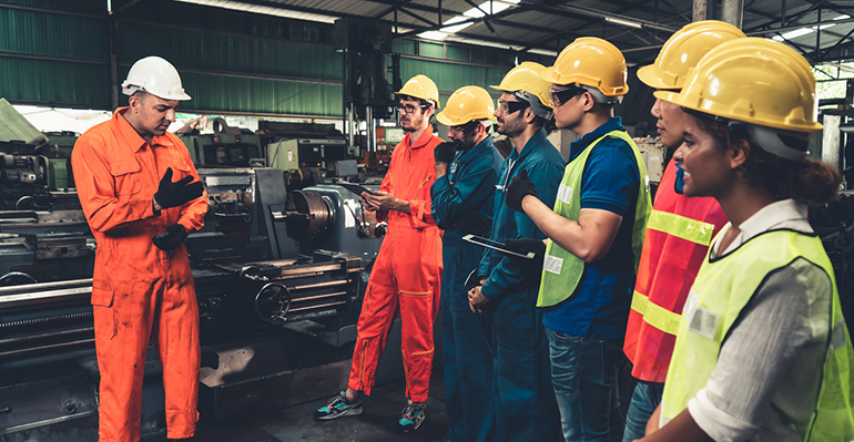 constructores trabajadores reunión