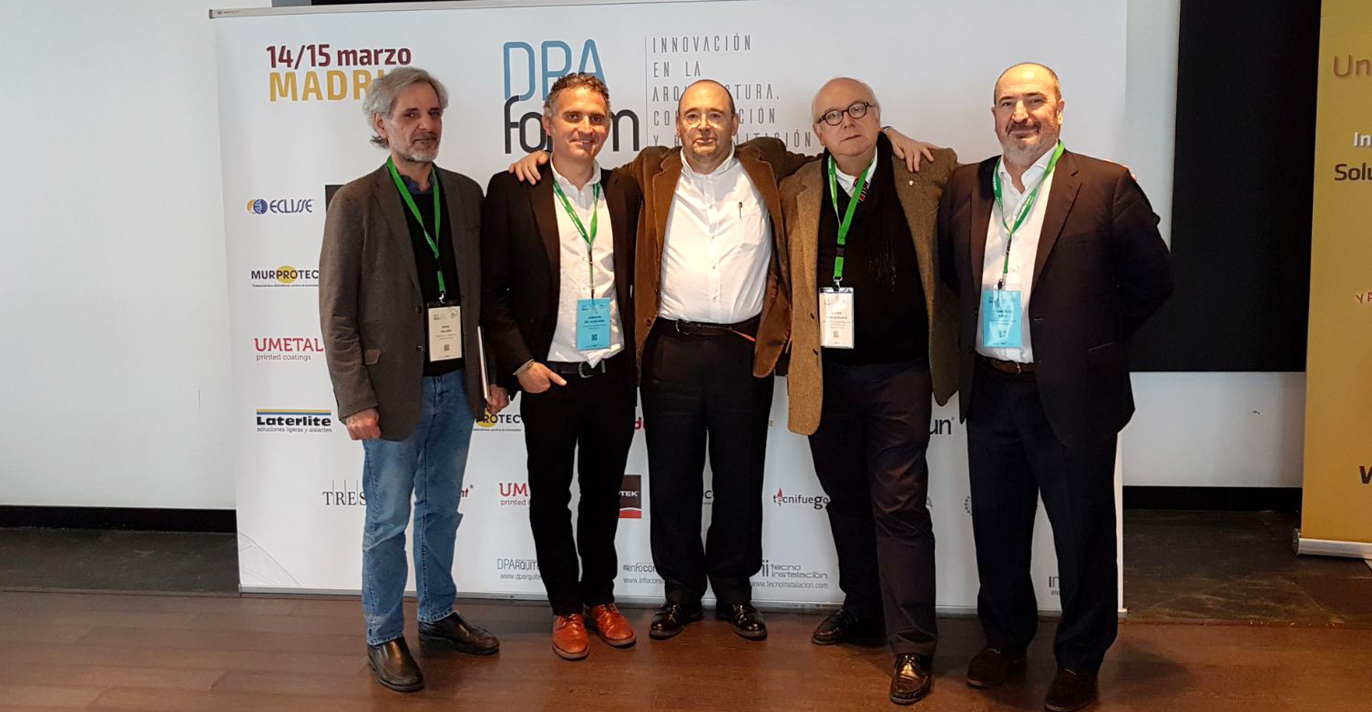 Iñigo Saloña, Joaquín de la Iglesia, Francisco Mangado, Javier Cenicacelaya y Francisco Sanz, en DPA Fórum Madrid